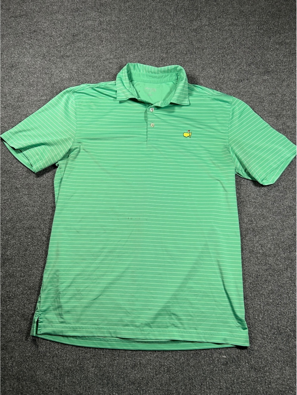 Masters Tech Green Striped Golf Polo Shirt Size L